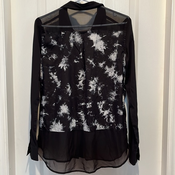 Triple five soul paint splatter black and white sheer blouse - Picture 4 of 4